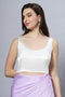 Reema Off-White Satin Comfort Stretch™ Deep U Adjustable Tie Back Blouse