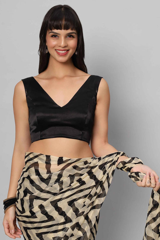 Ana Black Satin Comfort Stretch™  Deep V Sleeveless Blouse with Bow