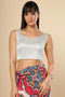 Ilia Silver Satin Comfort Stretch™ Sweetheart Neck Sleeveless Saree Blouse