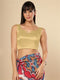 Ilia Sweetheart Neck Gold Satin Comfort Stretch™ Sleeveless Saree Blouse