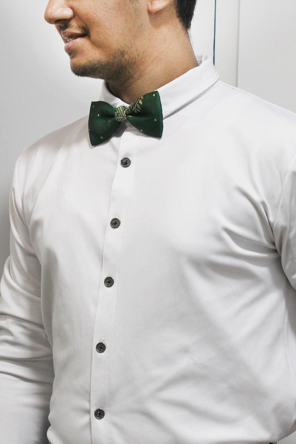 Green Silk Blend Ethnic Motif Bow Tie