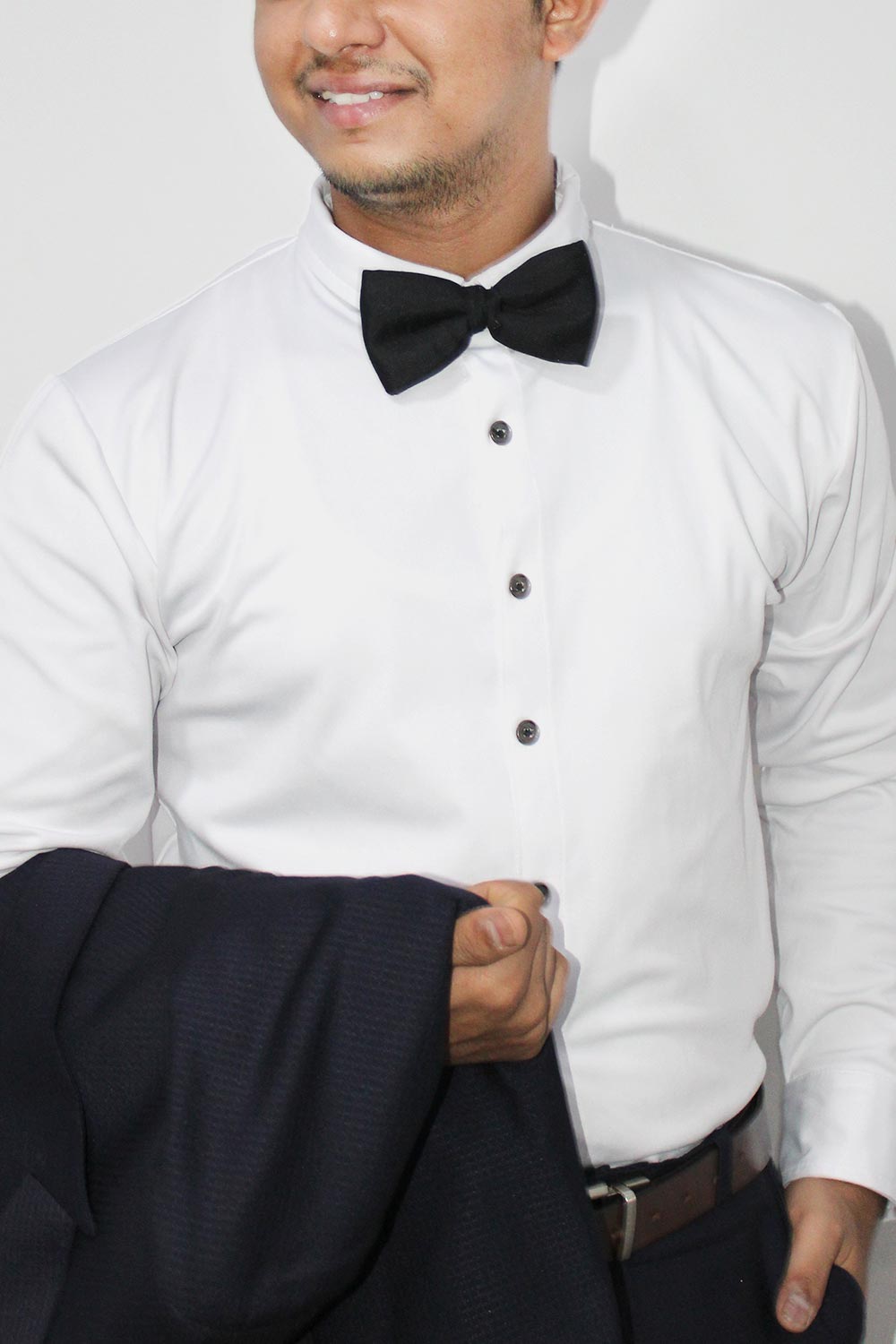 Black Solid Modal Sari Bow Tie