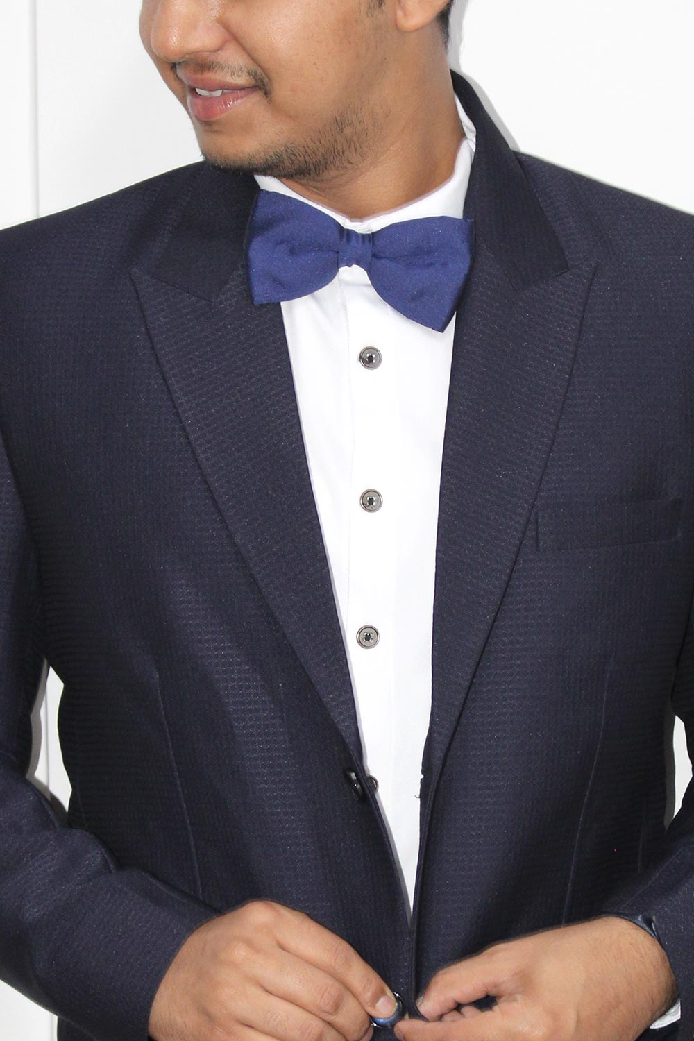 Mimi Navy Blue Art Silk Bow Tie