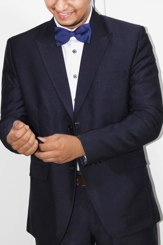 Navy Blue Art Silk Sari Bow Tie