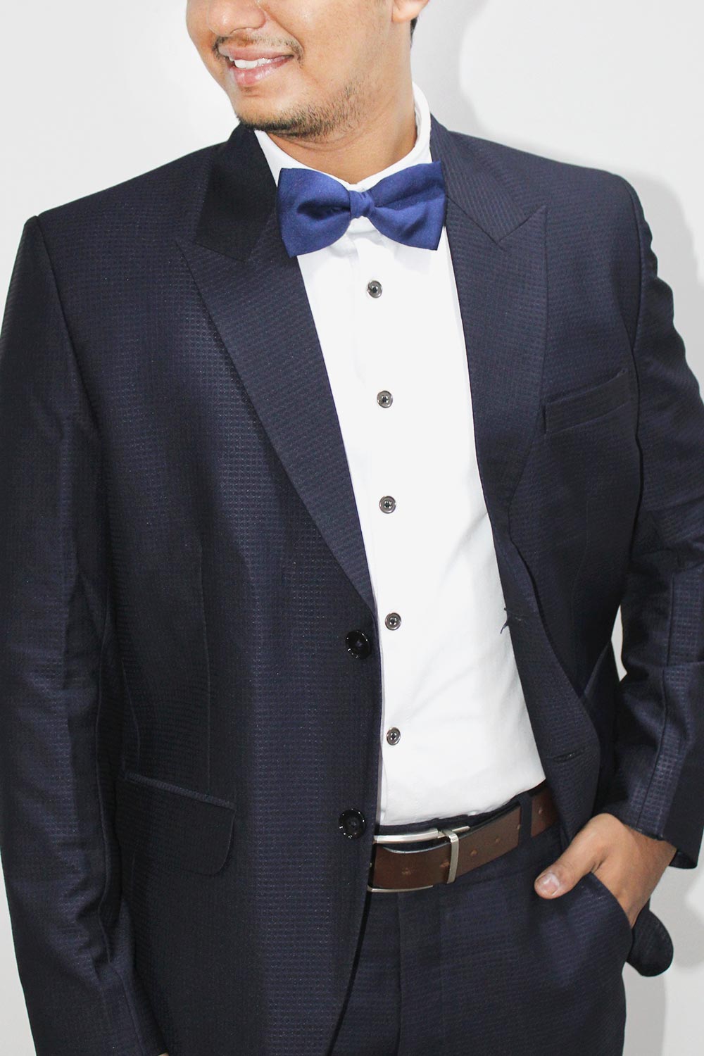 Navy Blue Art Silk Bow Tie