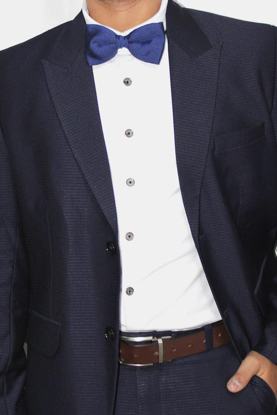 Navy Blue Art Silk Sari Bow Tie