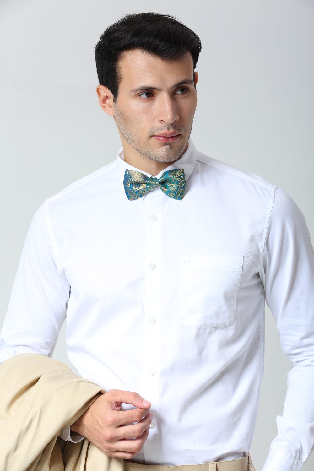 Adina Blue Silk Foil Print Bow Tie