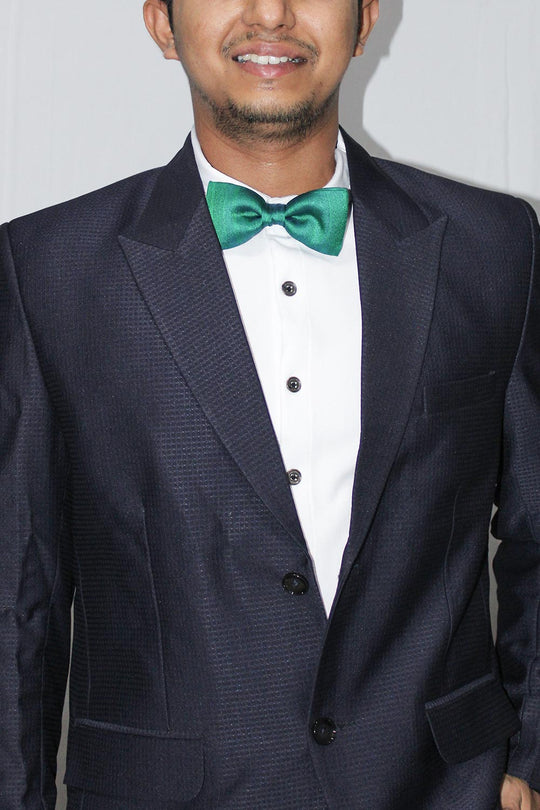 Green Moss Weave Solid Art Silk Sari Bow Tie