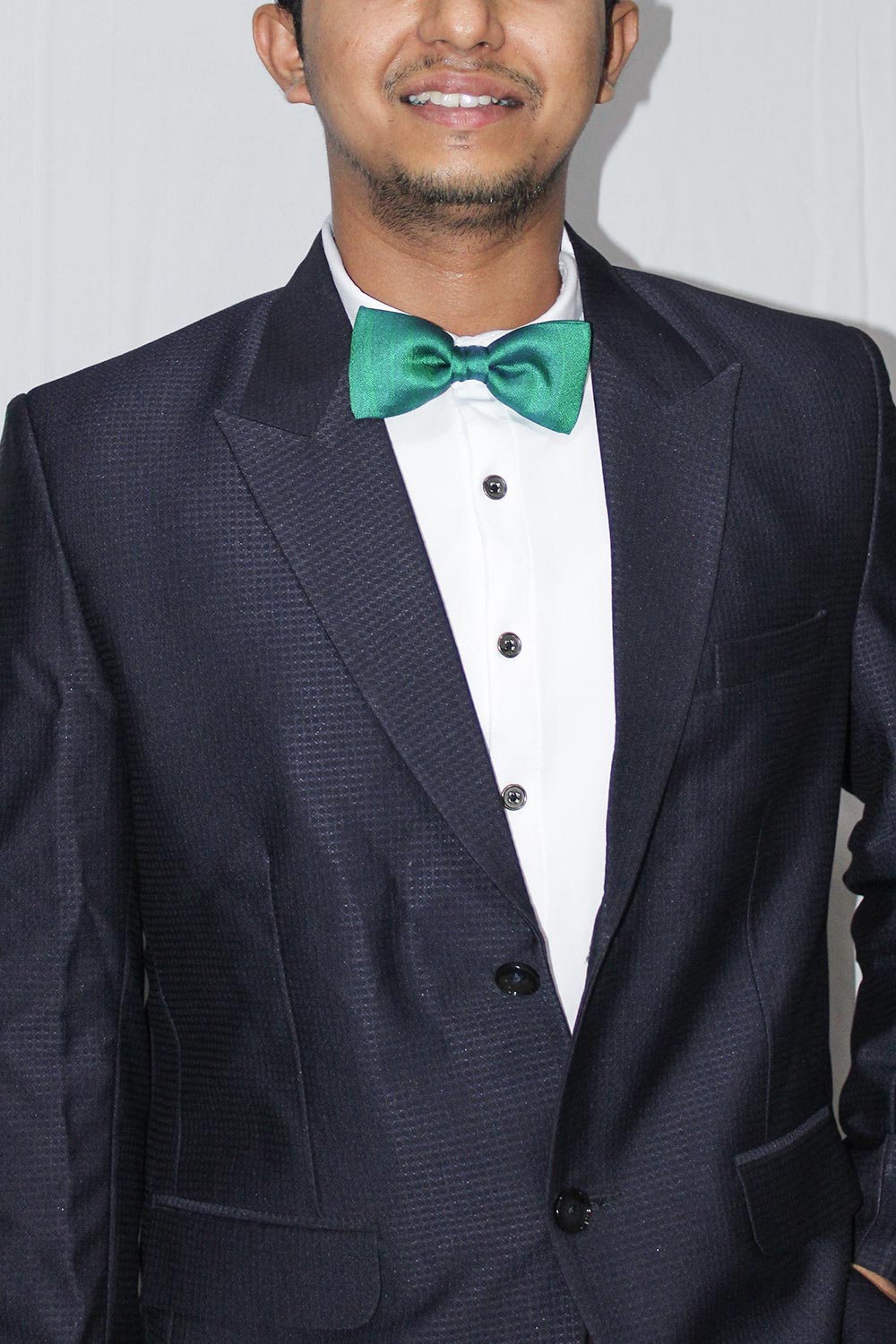 Yara Green Moss Weave Solid Art Silk Bow Tie