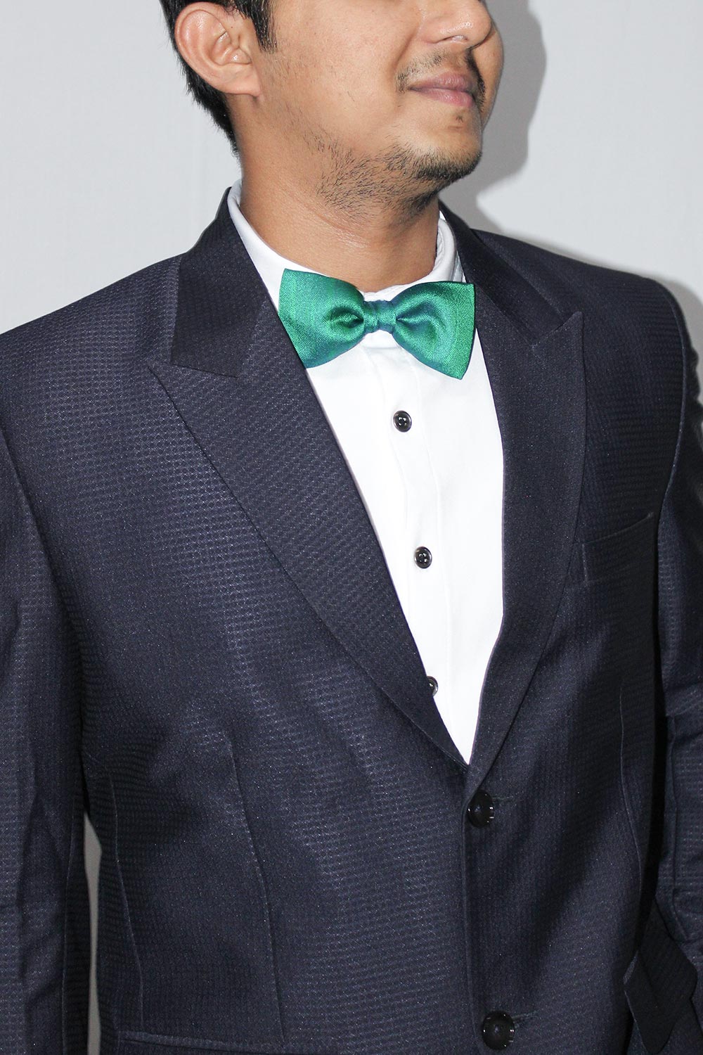 Yara Green Moss Weave Solid Art Silk Bow Tie