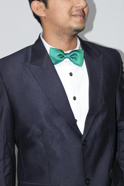 Yara Green Moss Weave Solid Art Silk Bow Tie