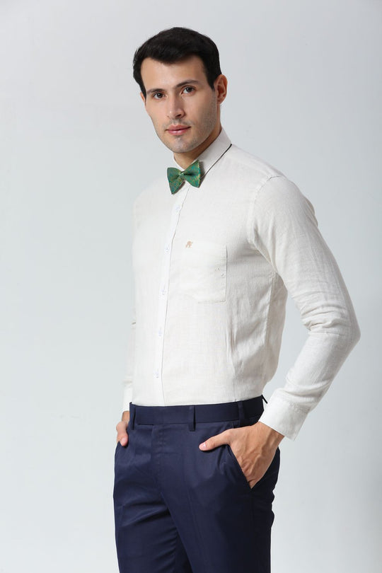 Green Silk Blend Floral Sari Bow Tie