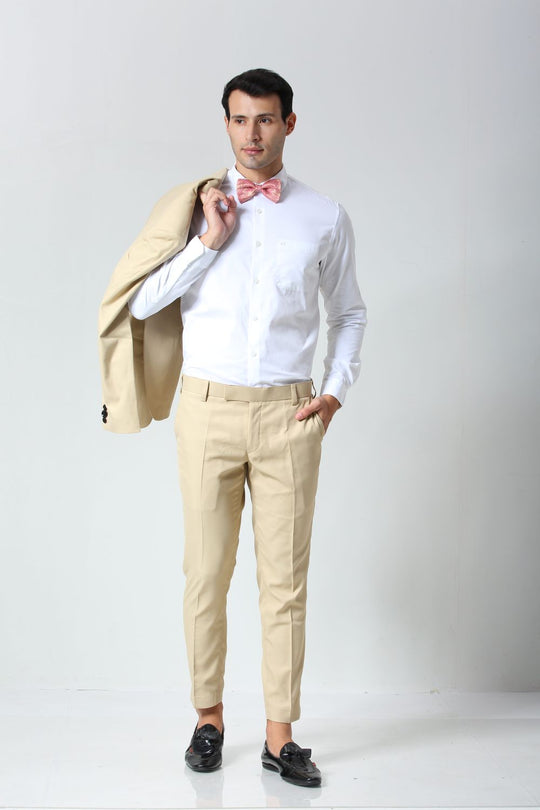 Light Pink Woven Art Silk Sari Bow Tie