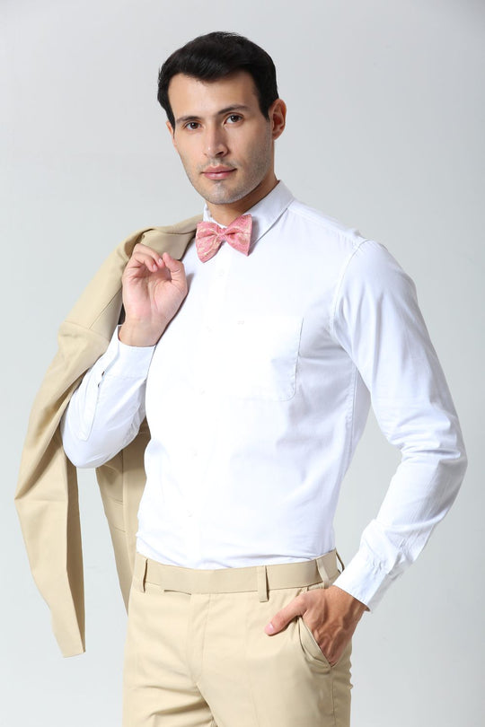 Light Pink Woven Art Silk Sari Bow Tie