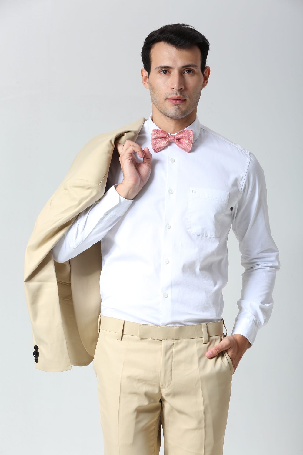 Tia Light Pink Woven Art Silk Bow Tie