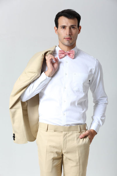 Light Pink Woven Art Silk Bow Tie