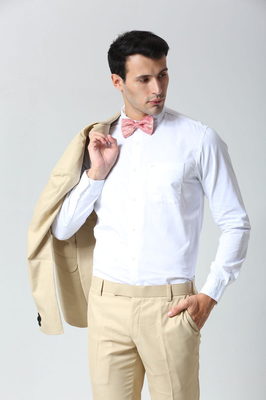 Light Pink Woven Art Silk Sari Bow Tie