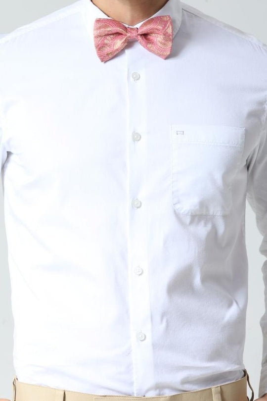 Light Pink Woven Art Silk Sari Bow Tie