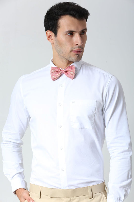 Light Pink Woven Art Silk Sari Bow Tie