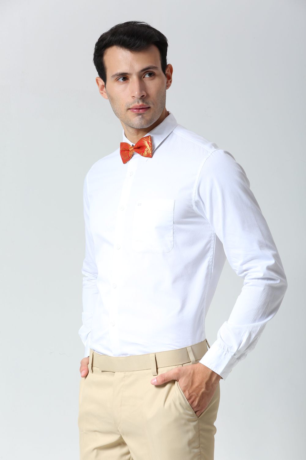 Red Silk Embroidered Sari Bow Tie