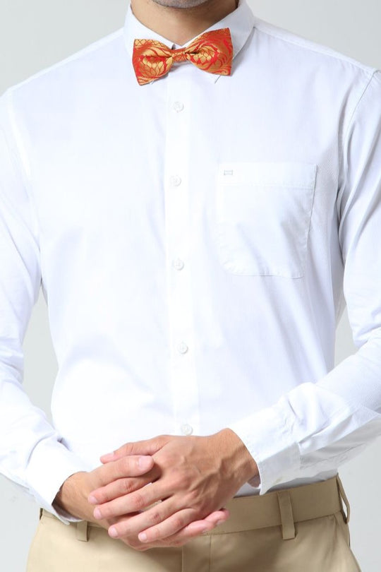 Red Silk Embroidered Sari Bow Tie