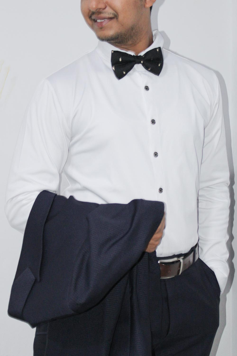 Black Polka Dot Sari Bow Tie