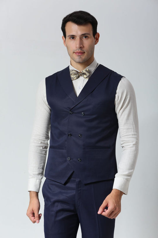 Navy Blue Foil Print Art Silk Sari Bow Tie