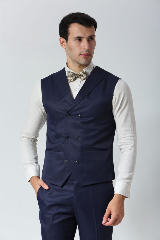 Navy Blue Foil Print Art Silk Sari Bow Tie