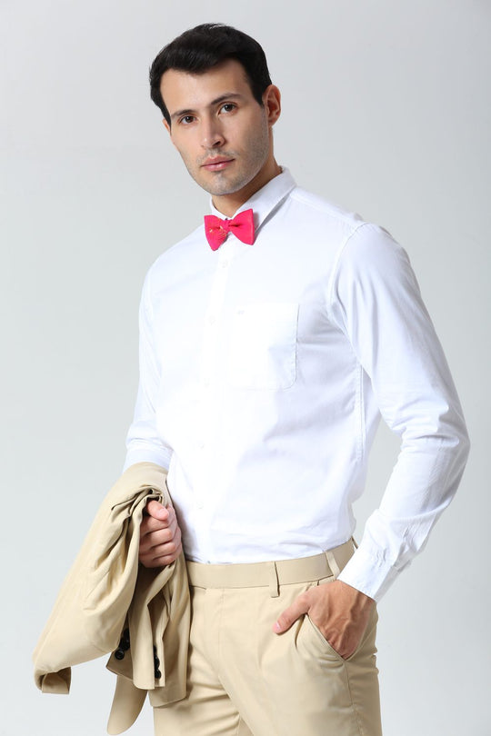 Pink Zari Woven Floral Blended Silk Sari Bow Tie