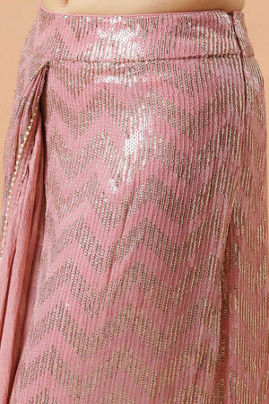 Naya Pink & Gold Ready to Wear Saree Sequins Luxe Georgette Pre-Draped Saree