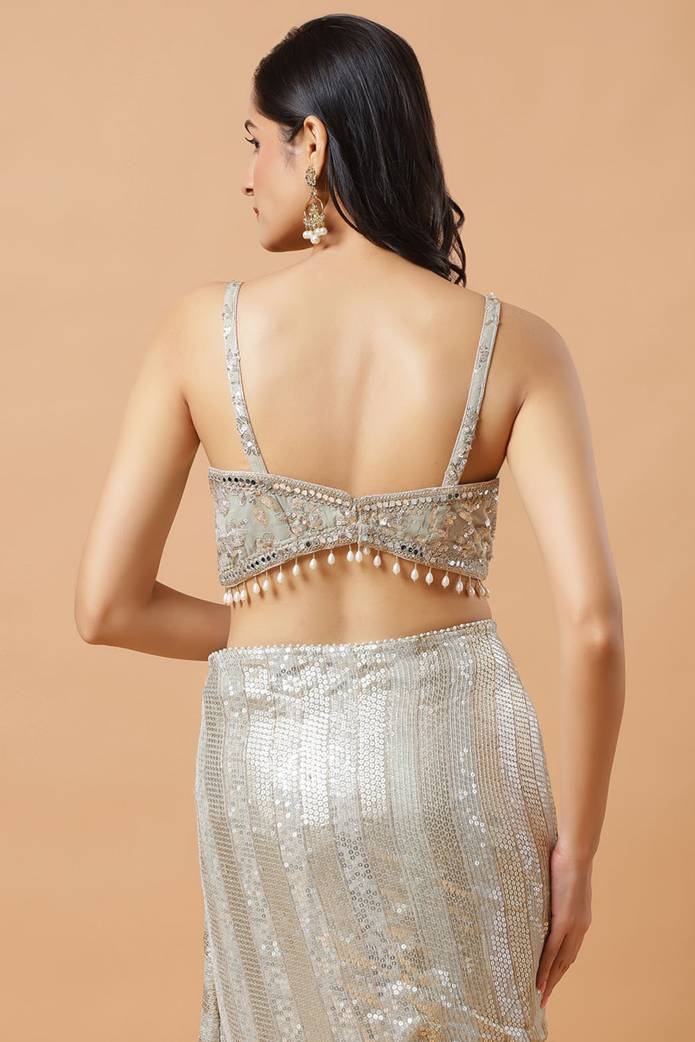 Aanya Olive Green & Gold Sequins Luxe Georgette Ready to Wear Saree