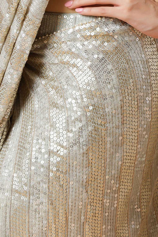 Aanya Olive Green & Gold Sequins Luxe Georgette Ready to Wear Saree