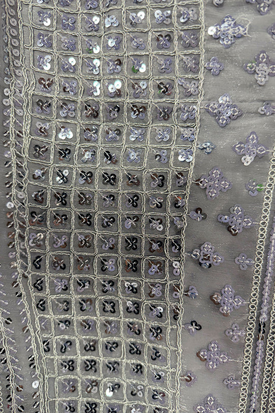 Lara Grey Net Embellished Ready To Wear Lehenga Saree