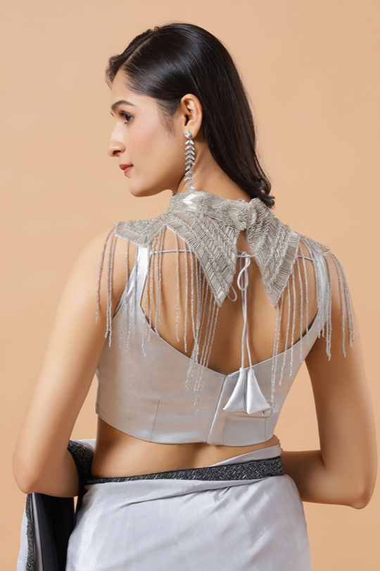 Cora Silver Beaded Handwork Collar Modern Neck Piece