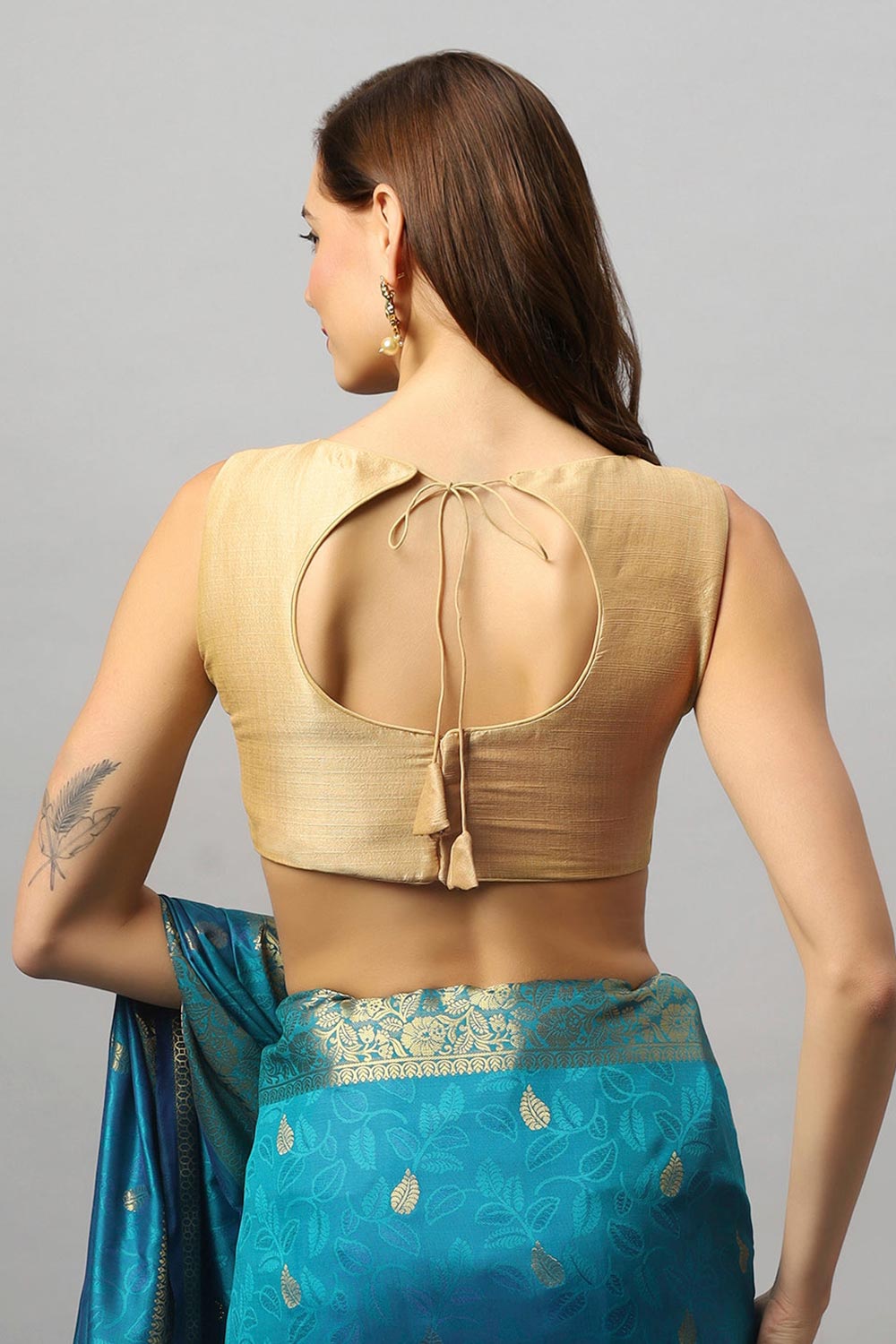 Cora Gold Circle Round Neck Back Blouse