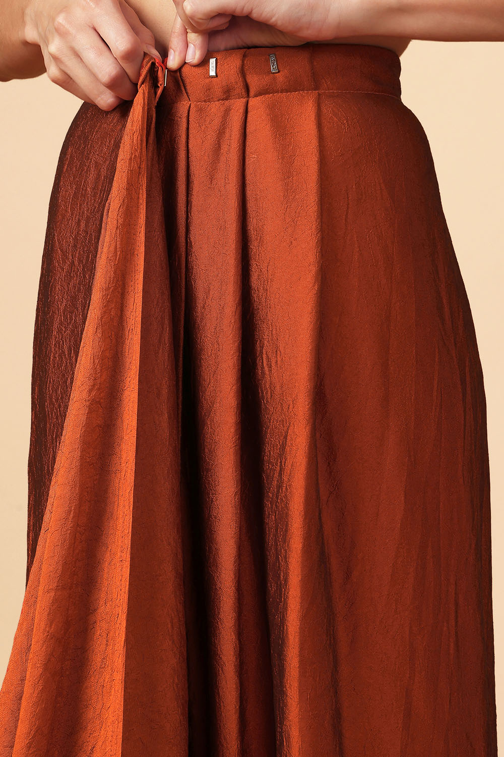 Siyara Rust Crepe Handwork Embellished Ready to Wear Saree