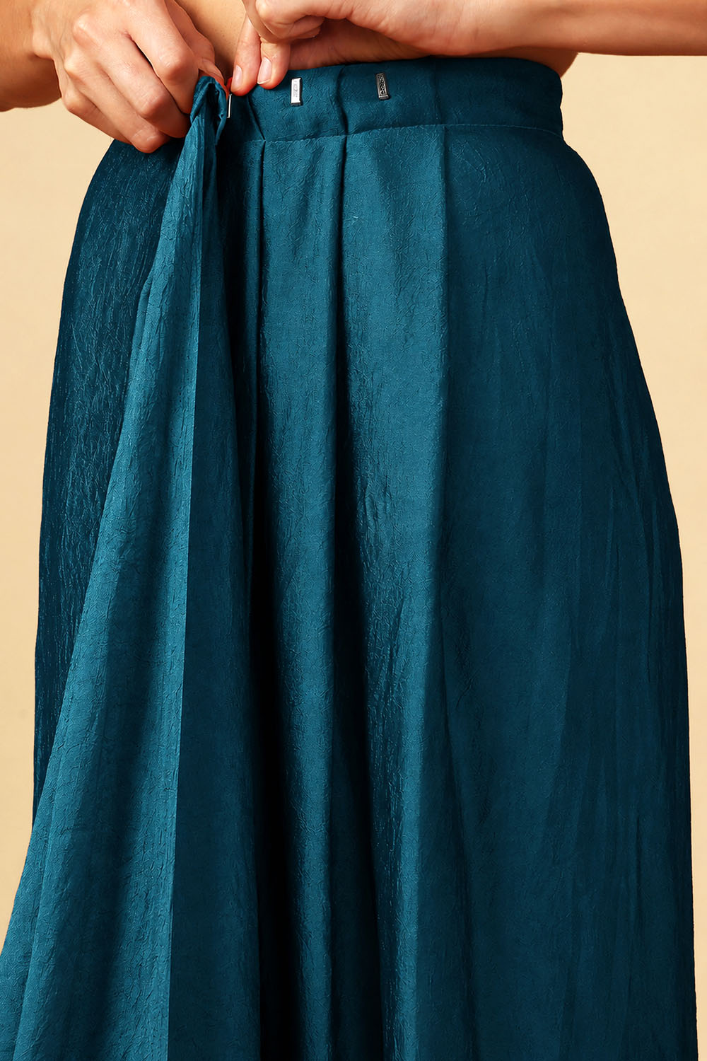 Siyara Teal Crepe Handwork Embellished Ready to Wear Saree