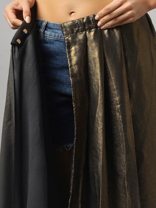 Meera Dark Grey & Gold Crepe Silk Embroidered Ready to Wear One Minute Saree