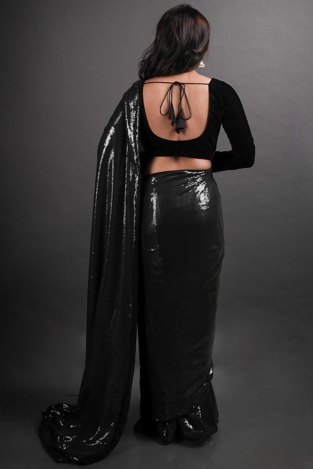 Buy Bianca Black Velvet Custom Design Blouse #color_black