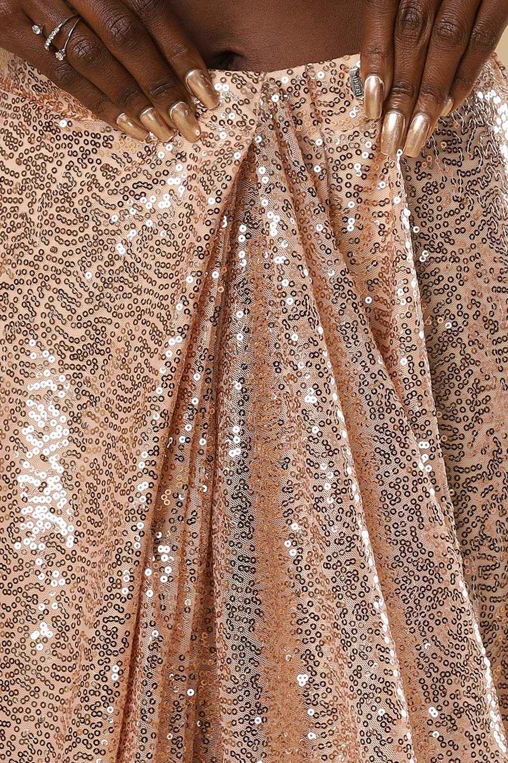 Ciara Rose Gold Luxe Shiny Sequins One Minute Saree