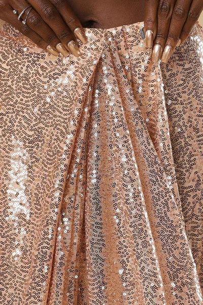 Ciara Rose Gold Luxe Shiny Sequins One Minute Saree