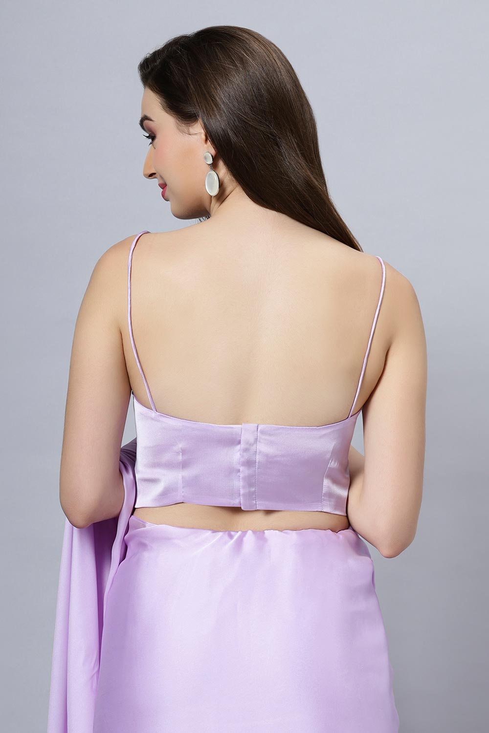 Lorraine Light Lavender Plain Satin One Minute Saree