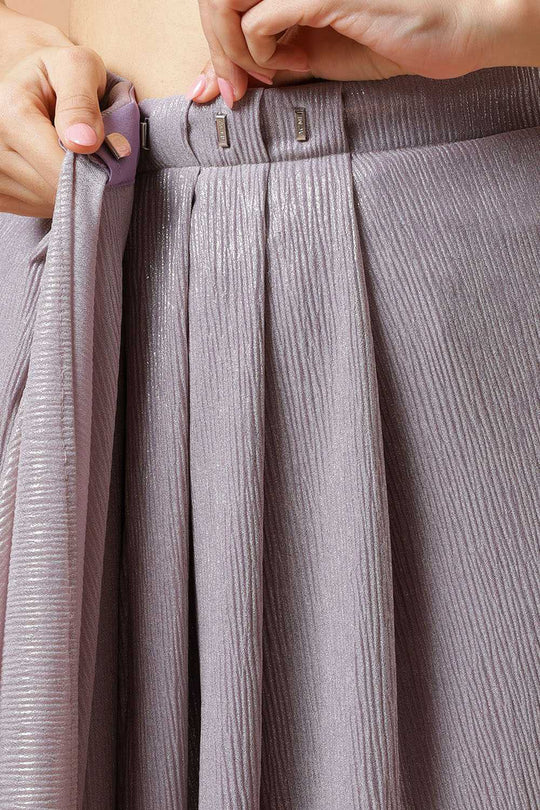 Roxi Lavender & Gold Shimmer Crushed Georgette Ready to Wear Saree