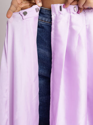 Lorraine Light Lavender Plain Satin One Minute Saree