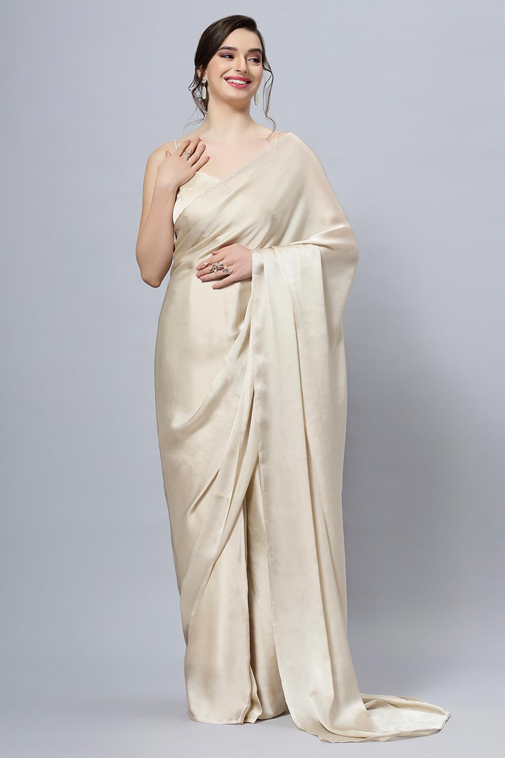 Tia Tan Monochrome Satin Ready to Wear Saree – Ready2Ship