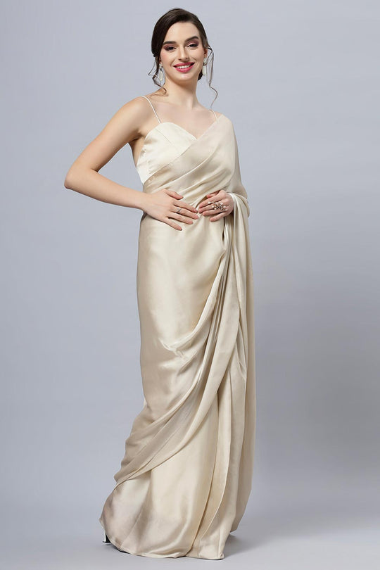 Tia Tan Monochrome Satin Ready to Wear Saree – Ready2Ship