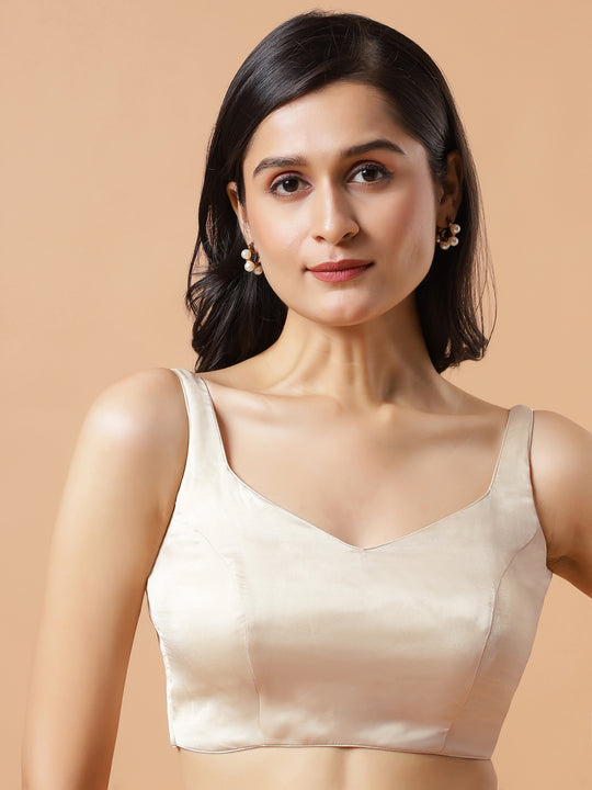 Tia Tan Satin Tie Back Ready2Ship Blouse