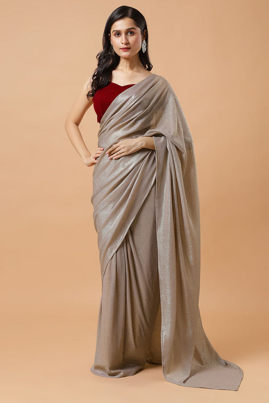 Elektra Gold Shimmer Crushed Georgette Ready to Wear Saree