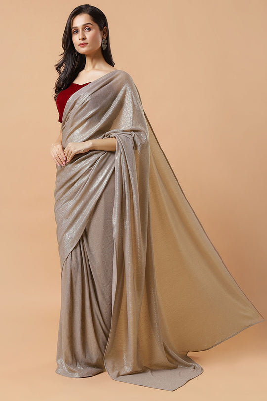 Elektra Gold Shimmer Crushed Georgette Ready to Wear Saree
