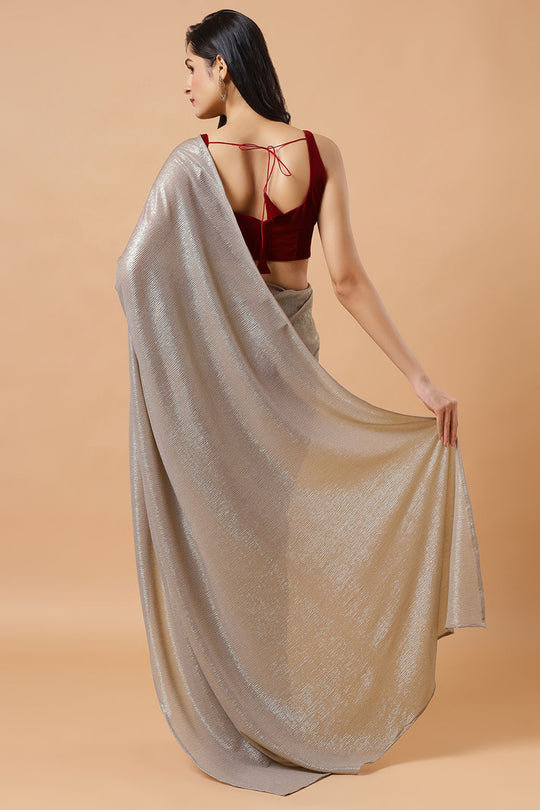 Elektra Gold Shimmer Crushed Georgette Ready to Wear Saree